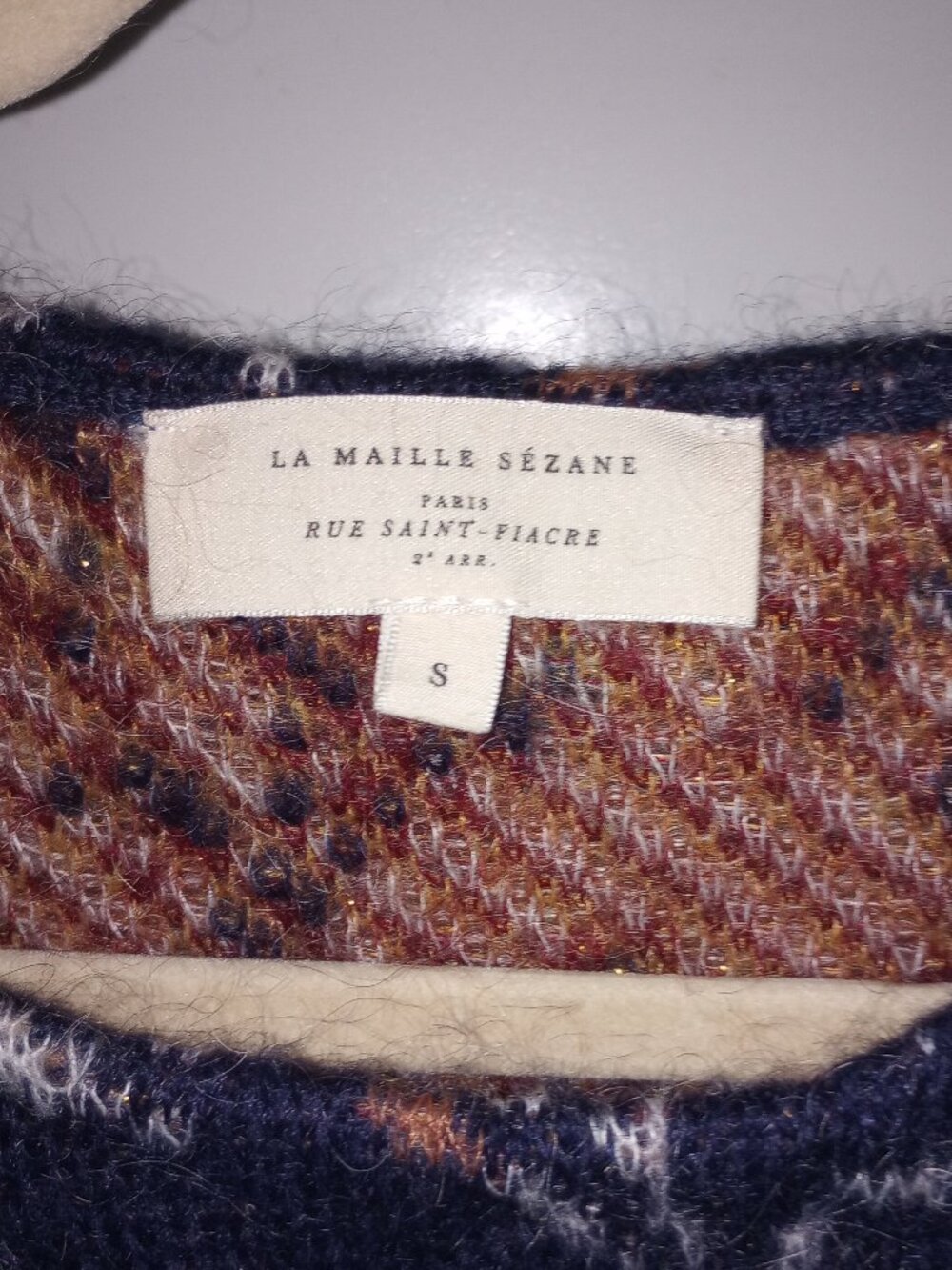 Sezane Owen Floral Blue Scoop Neck Sweater - Picture 3 of 5
